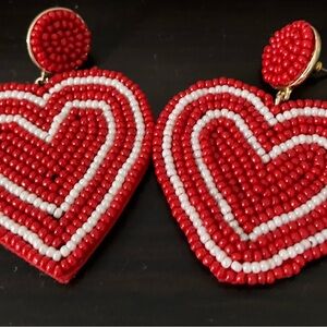 Worn Once EUC JCrew Red Heart Bead Earrings